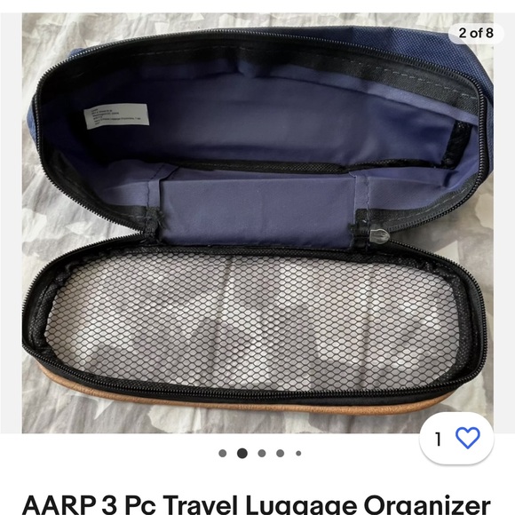 Three-piece luggage organizer, AARP, New / never used, Navy and tan, mesh - Picture 4 of 6